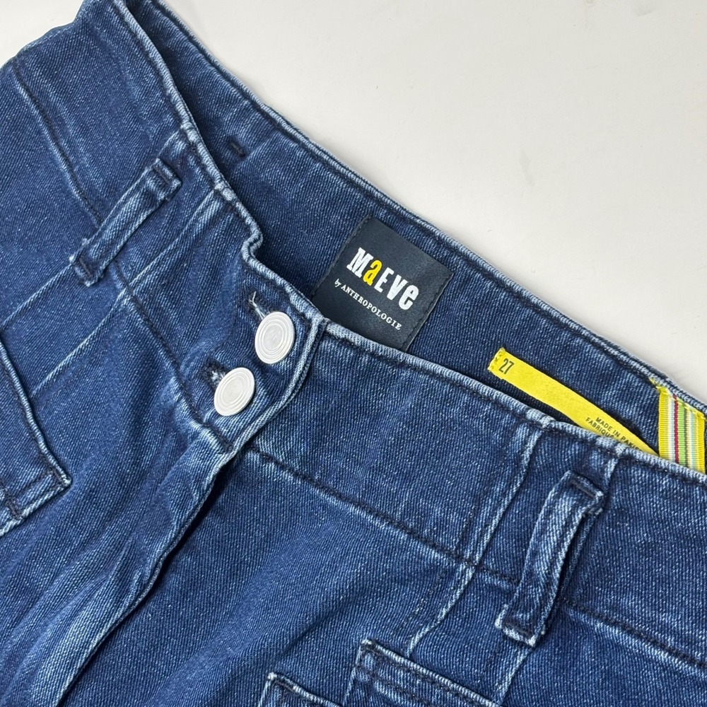 Maeve Anthropologie Junie Wide Leg Jeans Women's 27 Blue High Rise Patch Pocket